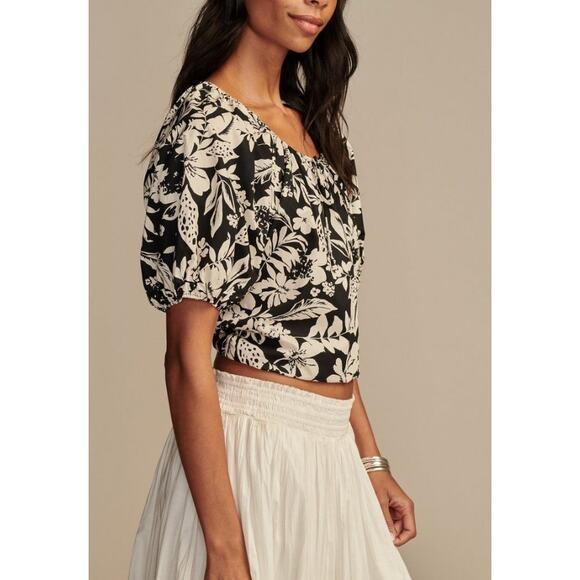 Lucky Brand Black and Cream Floral Pattern Blouse Size XXL - Picture 2 of 9